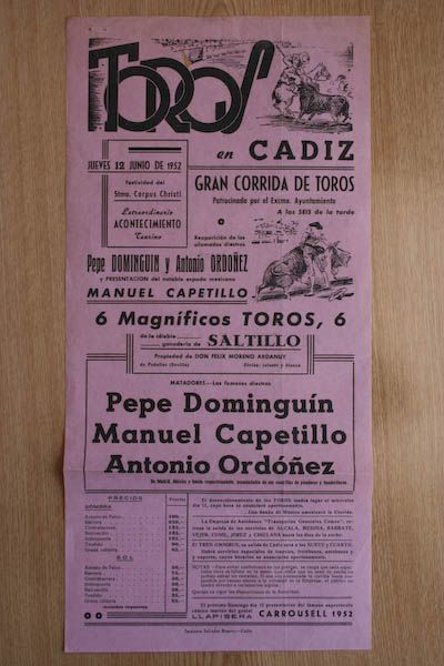 Cartel de toros de Cádiz.