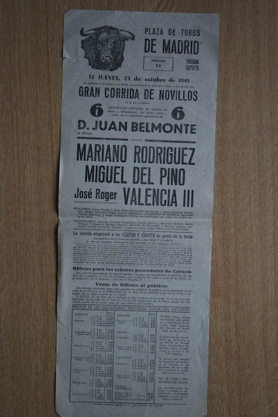 Cartel de toros de Madrid.