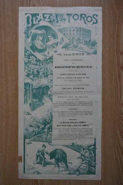 Cartel de toros de Madrid. Beneficencia.