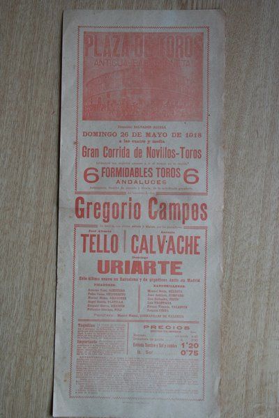 Cartel de toros de Barcelona. 1918.