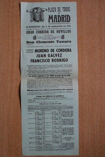 Cartel de toros de Madrid.