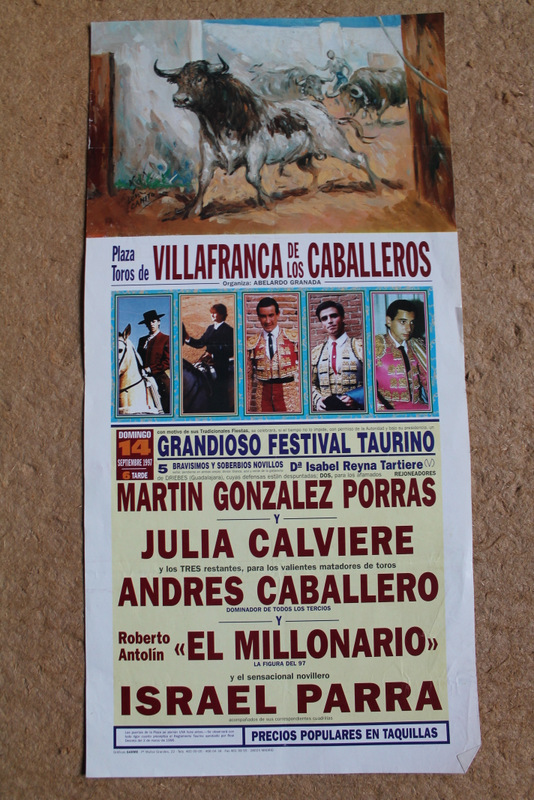 Cartel de toros de Villafranca de los Caballeros. 14 de septiembre de 1997.