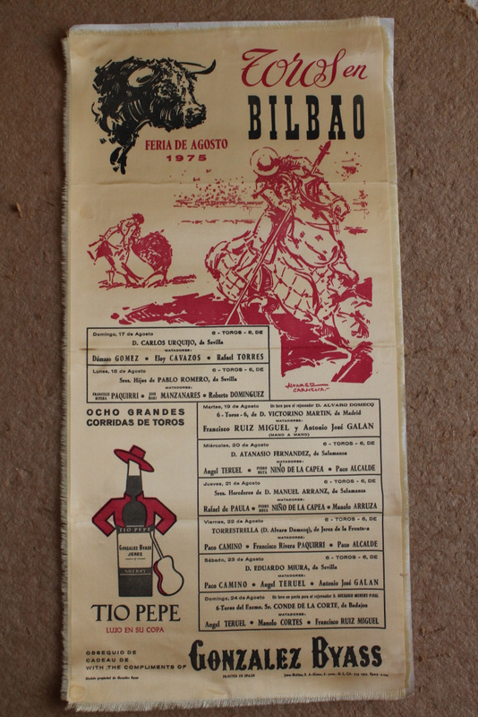 Cartel de toros de Bilbao. Feria de agosto 1975. Días 17 al 24.