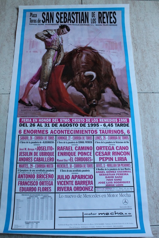 Cartel de toros de San Sebastián de los Reyes. Del 26 al 31 de agosto de 1995. 