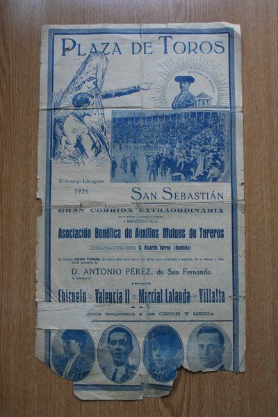 Cartel de toros de San Sebastián. 1926.
