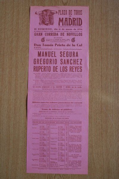 Cartel de toros de Madrid.
