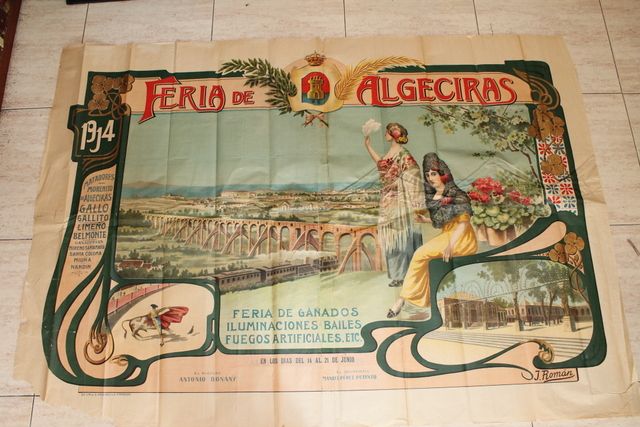 Cartel de toros mural de Algeciras. 1914.  